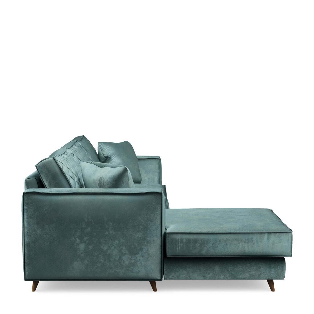 Rivièra Maison Kendall Sofa With Chaise Longue Left, Velvet, Mineral Blue
