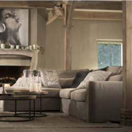 Hoekbank Rivièra Maison Brompton Cross Chaise Longue Rechts Velvet golden beige