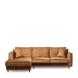 Rivièra Maison Kendall Sofa With Chaise Longue Left, velvet, cognac