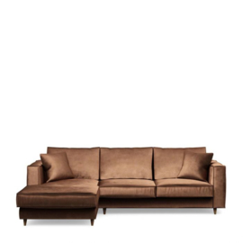 Rivièra Maison Kendall Sofa With Chaise Longue Left, velvet, chocolate