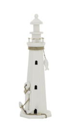 J-Line Vuurtoren Decoratief Mdf/Touw Wit Large