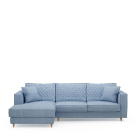Rivièra Maison Kendall Sofa With Chaise Longue Left, washed cotton, ice blue
