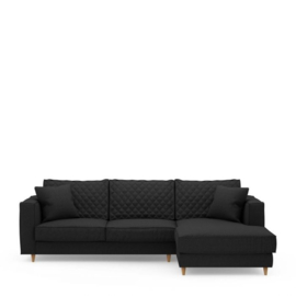 Rivièra Maison Kendall Sofa with Chaise Longue Right, oxford weave, basic black