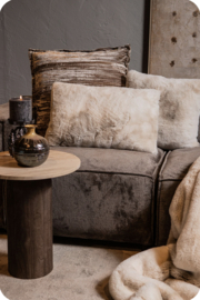 PTMD Linde Cream Faux Fur Cushion rectangle