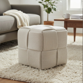 Rivièra Maison Qbic Poef 40×45 Antique White