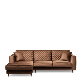 Kendall Sofa With Chaise Longue Left, velvet, chocolate