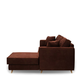 Rivièra Maison Kendall Sofa With Chaise Longue Right, velvet, chestnut