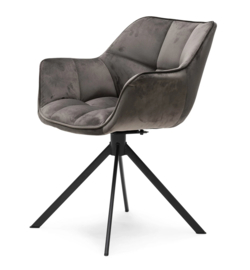 Riviera Maison Carnaby DAC Draaibare Eetkamerstoel Anthracite Velvet