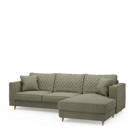 Rivièra Maison Kendall Sofa with Chaise Longue Right, oxford weave, forest green