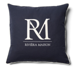 Riviera Maison RM Monogram kussenhoes blauw 60 x 60 cm