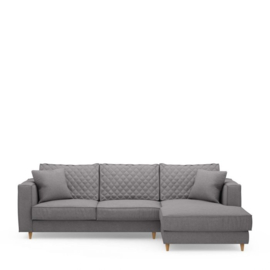Kendall Sofa with Chaise Longue Right, oxford weave, steel grey