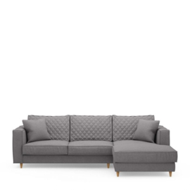 Rivièra Maison Kendall Sofa with Chaise Longue Right, oxford weave, steel grey