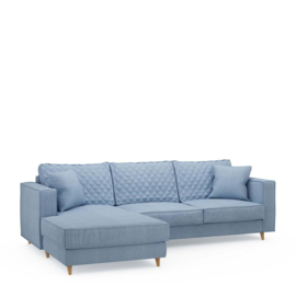 Rivièra Maison Kendall Sofa With Chaise Longue Left, washed cotton, ice blue