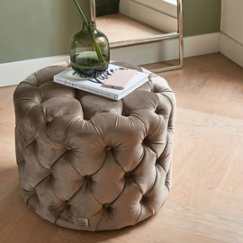 Rivièra Maison Opera Footstool Velvet Golden Mink