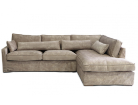 Hoekbank Rivièra Maison Brompton Cross Chaise Longue Rechts Velvet golden beige