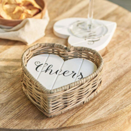 Rustic Rattan Heart Coasters