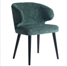 PTMD Fiori Petrol 502 Dining Chair Black Wood Legs