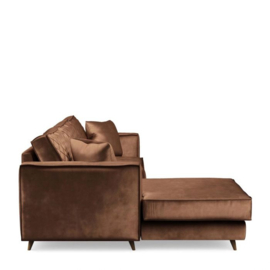 Rivièra Maison Kendall Sofa With Chaise Longue Left, velvet, chocolate