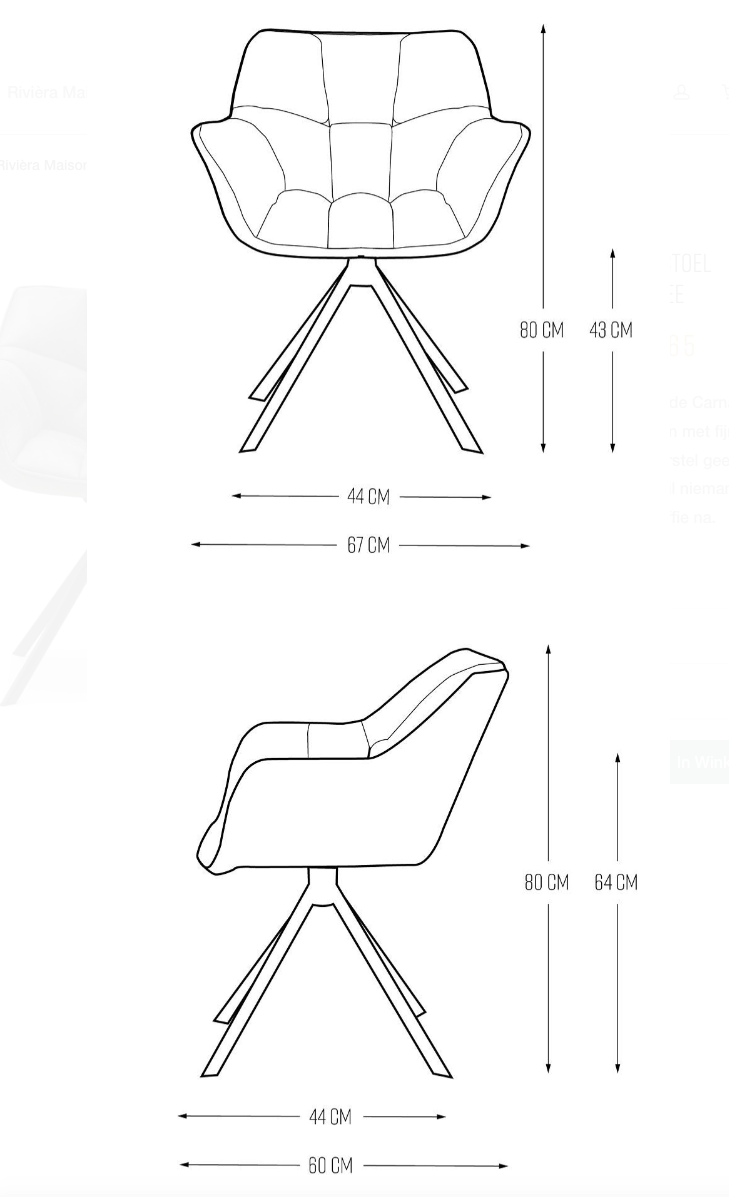 Riviera Maison Carnaby Dining Arm Chair Turning Leg Pellini Coffee