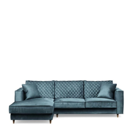 Rivièra Maison Kendall Sofa With Chaise Longue Left, velvet, petrol