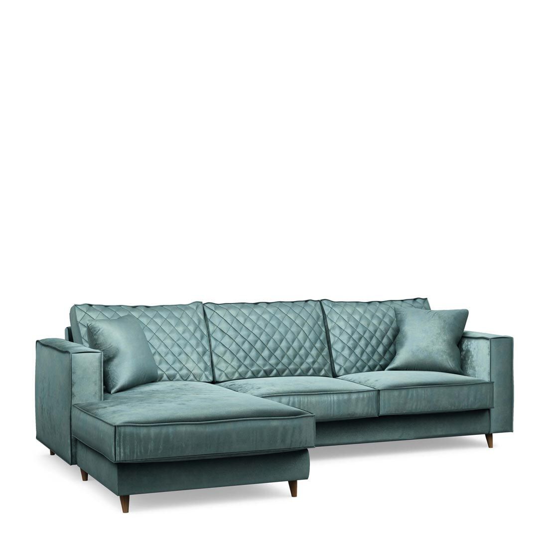 Rivièra Maison Kendall Sofa With Chaise Longue Left, Velvet, Mineral Blue