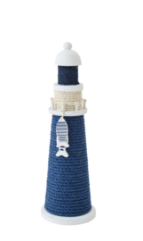 J-Line Vuurtoren Decoratief Touw/Dennenhout Blauw/Wit Small