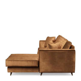 Rivièra Maison Kendall Sofa with Chaise Longue Right, velvet, cognac