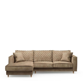 Rivièra Maison Kendall Sofa With Chaise Longue Left, velvet, golden beige