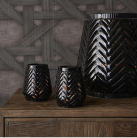 Riviera Maison Herringbone Votive Black Waxinelichthouder