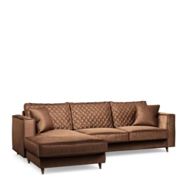 Rivièra Maison Kendall Sofa With Chaise Longue Left, velvet, chocolate