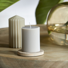Rivièra Maison Fine Rib Pillar Candle Flax 7x9