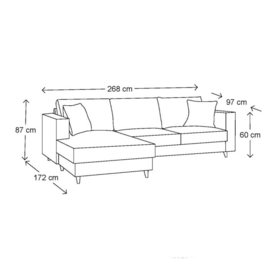 Rivièra Maison Kendall Sofa With Chaise Longue Left, washed cotton, ash grey