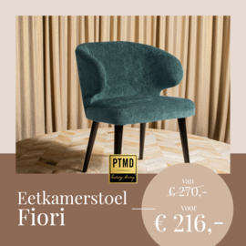 PTMD Fiori Petrol 502 Dining Chair Black Wood Legs