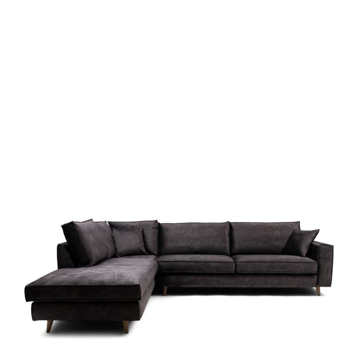 Kendall Corner Sofa Left, velvet, grimaldi grey
