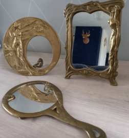 Spiegeltje in messing, art nouveau lijst