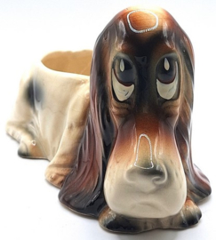 Vintage bloempot Basset Hound