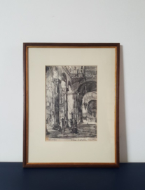 Ets van Venetiaans kerkinterieur door D. Schäfer