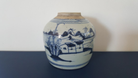 Chinese gemberpot blauw/witte decoratie