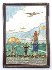 Cloisonné tegeltje 'Voedsel - Vrede - Vrijheid'