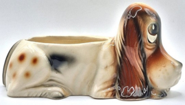 Vintage bloempot Basset Hound