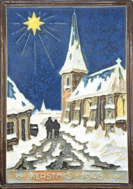 Cloisonné tegeltje 'Kerstmis 1946' 