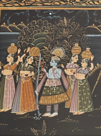 Krishna met gezelschap op zijde