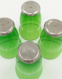 4 groene glazen met Gero onderkant