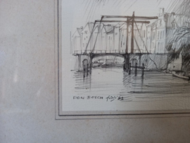 Litho van brug in Den Bosch