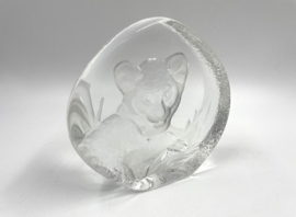 Kristallen sculptuur met leeuwtje - Mats Jonasson