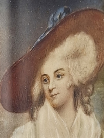 Miniatuurportret in houten lijst 19e eeuw