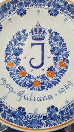 Wandbord 50e verjaardag prinses Juliana 1909-1959