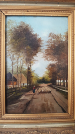 Schilderij van een herderin