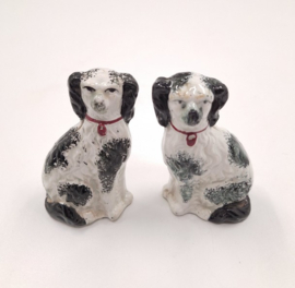 Set porseleinen hondjes zwart/wit
