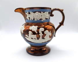 Lustreware schenkkan met floraar decor